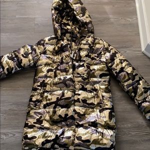 Gold camo Betsey Johnson winter coat, brand new!